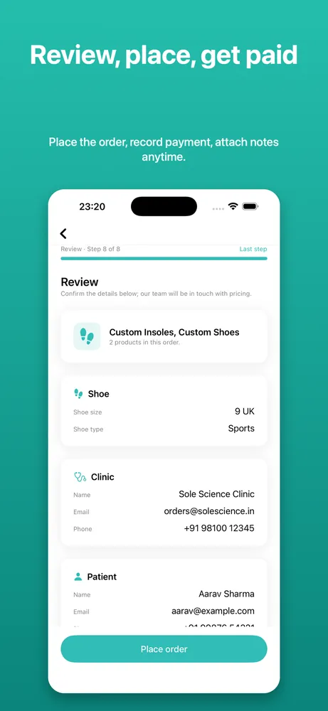 Reviewing and placing the order