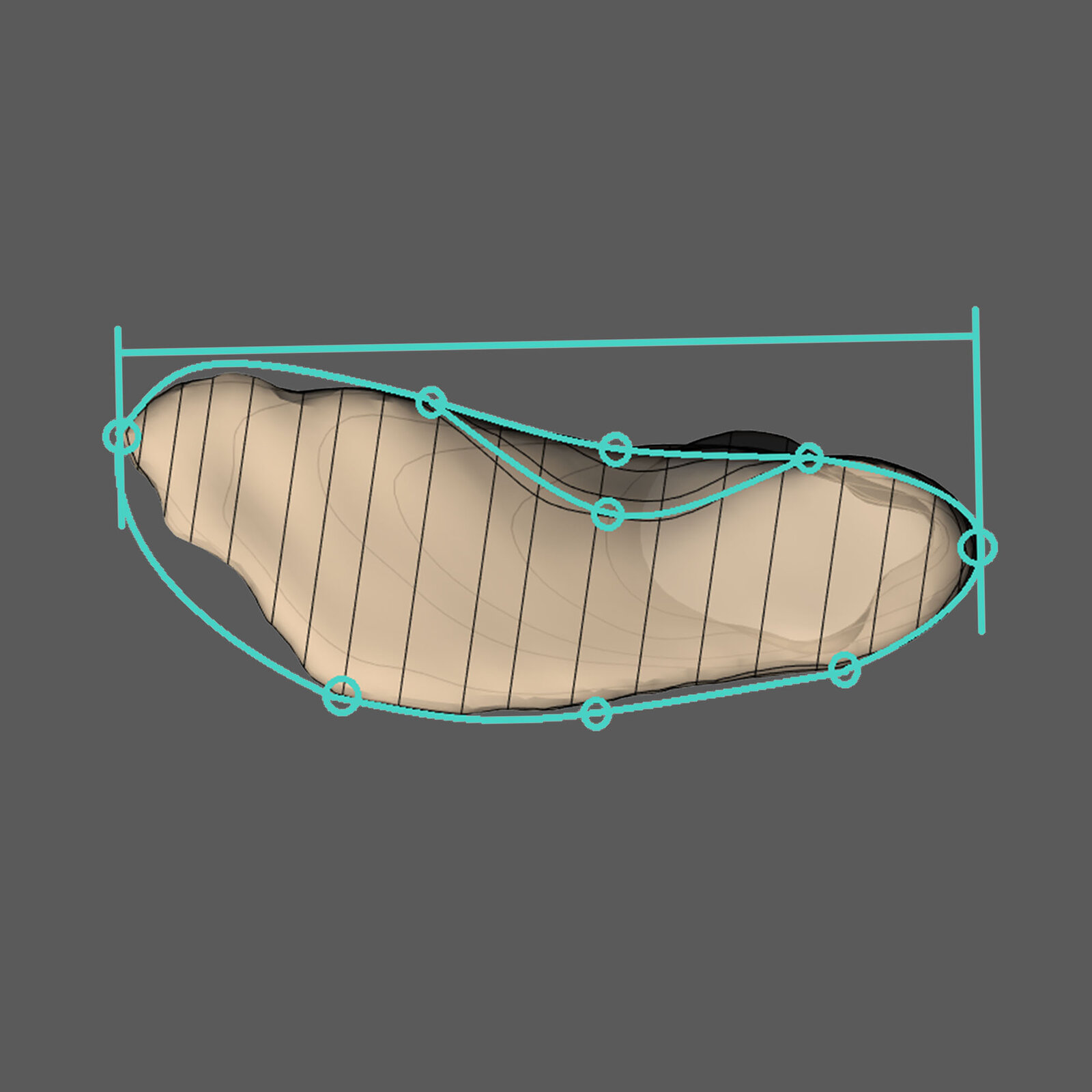 Underside of a 3D printed custom orthotic